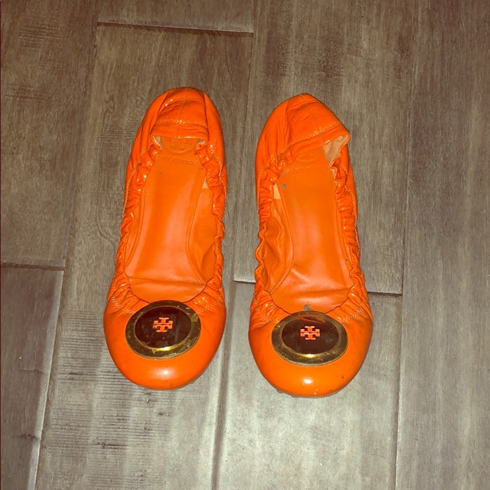 ::sold::Tory Burch orange/gold ballet flats 7.5
